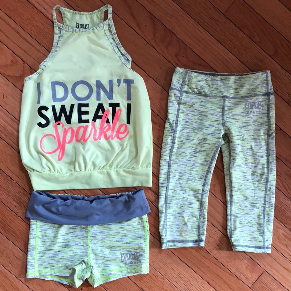 Girls size 6/6x Everlast 3 pc workout outfit 💕